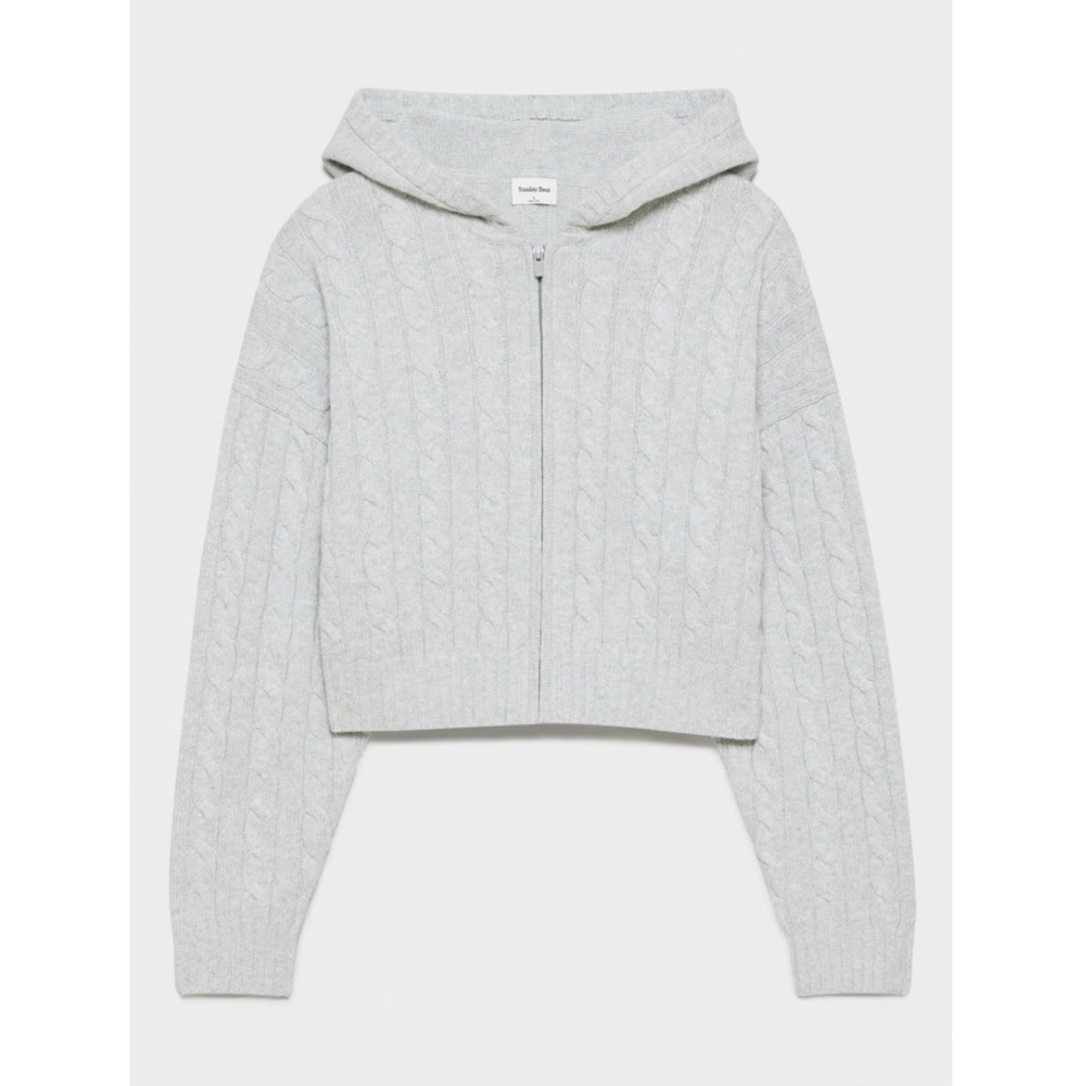 NWT Aritzia Sunday Best Octavia Zip Hoodie Sweater Heather Chrome Gray - Picture 8 of 8